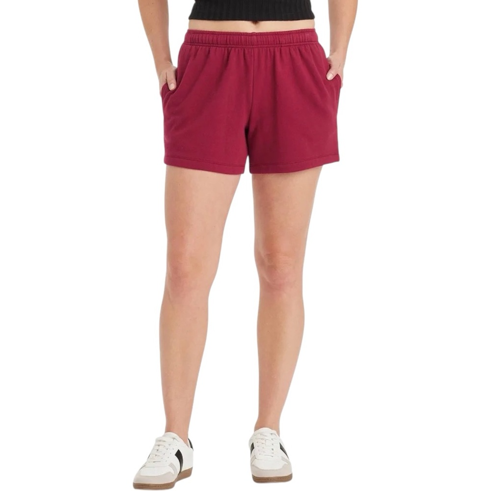Universal Thread Leisure Studio Mid Thigh Fleece Shorts In Maroon